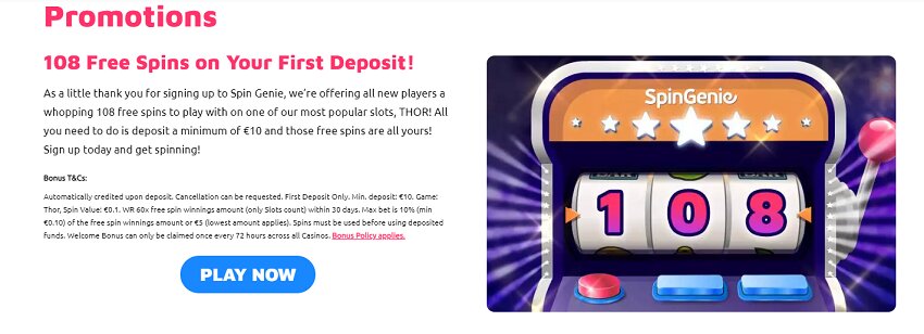 Spin Genie Casino Promotions
