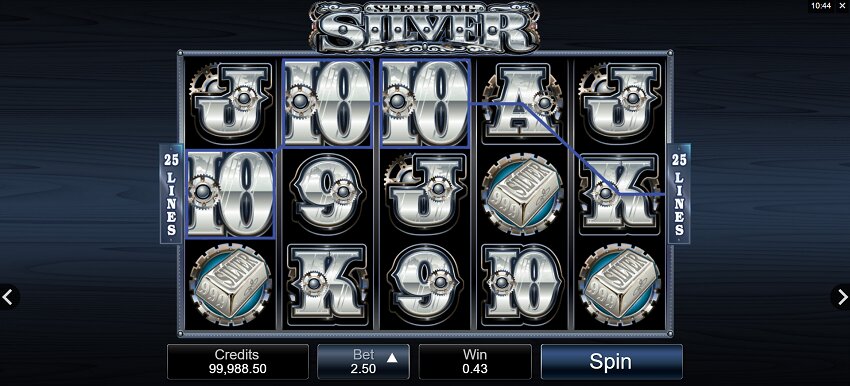 Sterling Silver slot game win