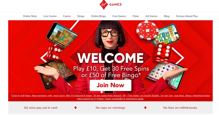Virgin Games Casino Home Page Bonuses