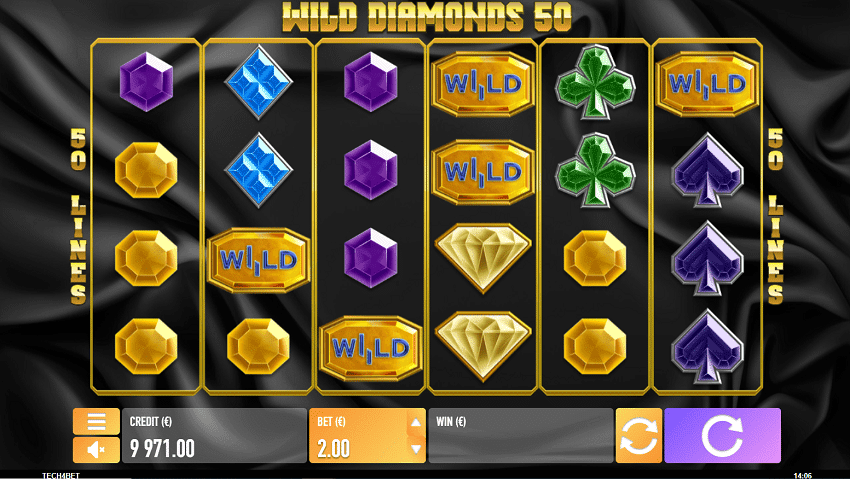 Wild Diamonds 50 slot game won