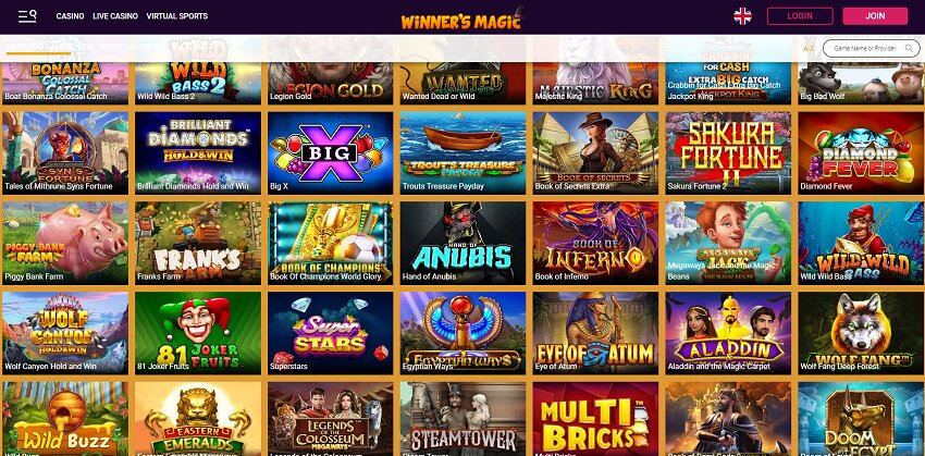 Winners Magic Casino Home Page