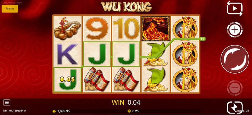 Wu Kong slot game won