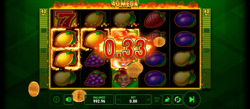 40 Mega Hotfire slot game won