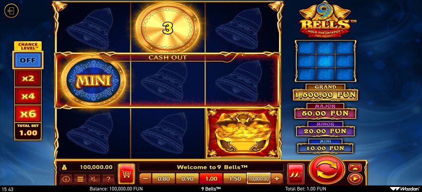 9 Bells Jackpot slot game reel