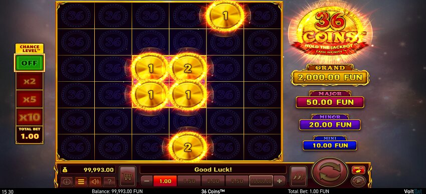 36 Coins slot game won