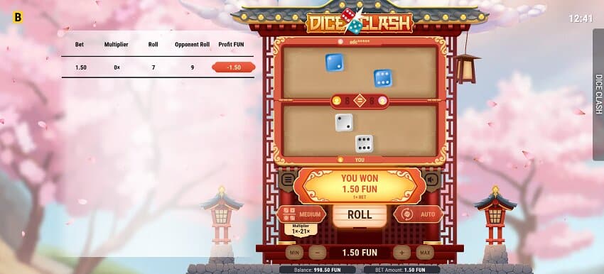 Dice Clash slot game win