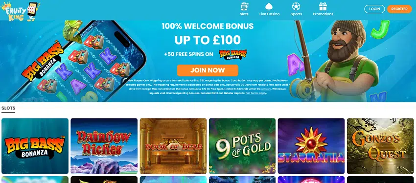 Fruity King Casino Home Page