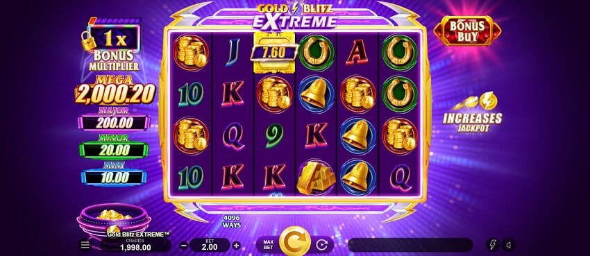 Gold blitz extreme slot game reel