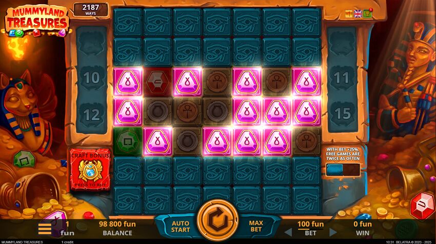 Mummyland treasures slot game win