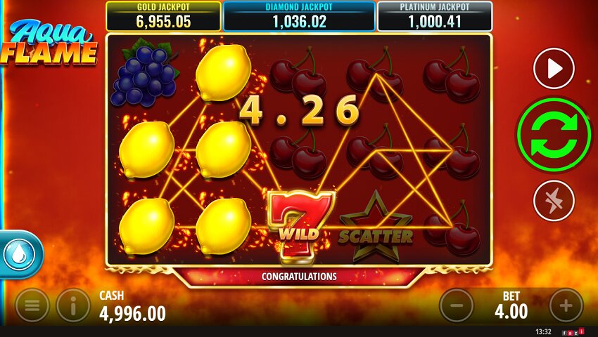 Aqua Flame slot game win