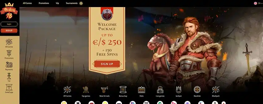 Avalon78 Casino Home Page