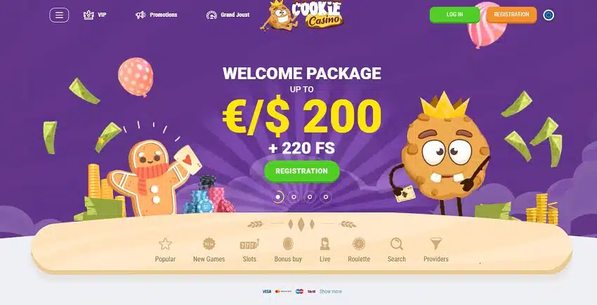 Cookie Casino Home Page