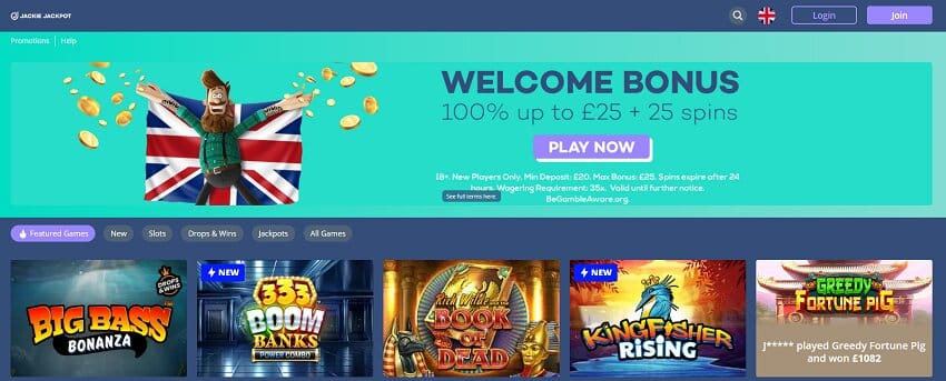 Jackie Jackpot Casino Home Page
