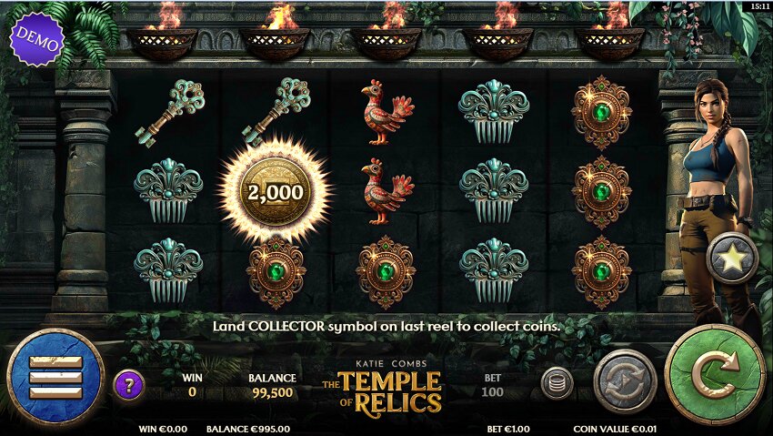 Katie Combs The Temple of Relics slot game win