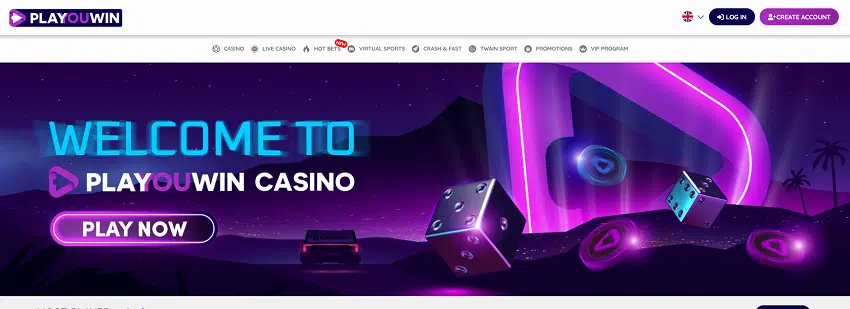 PlaYouWin Casino Home Page
