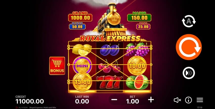 Royal Express Hold and Win slot game reel