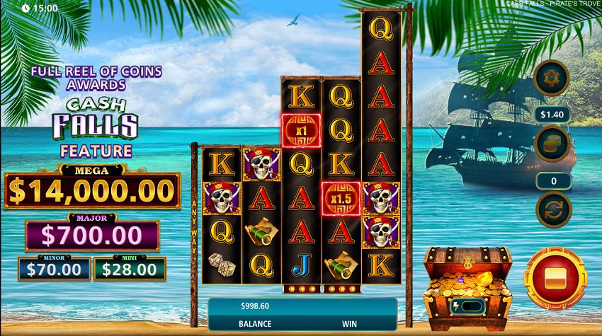 Cash Falls Pirate Trove free slot demo game win