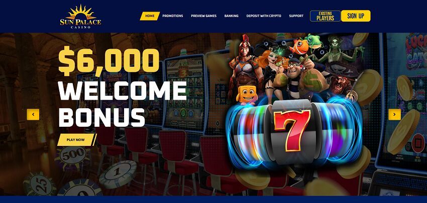 Sun Palace Casino Home Page and Welcome Bonus