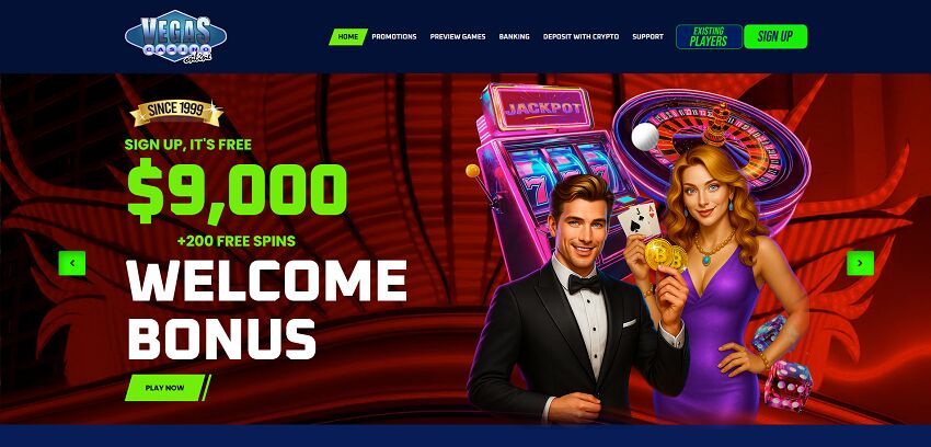 Vegas Casino Online Home Page and Welcome Bonus